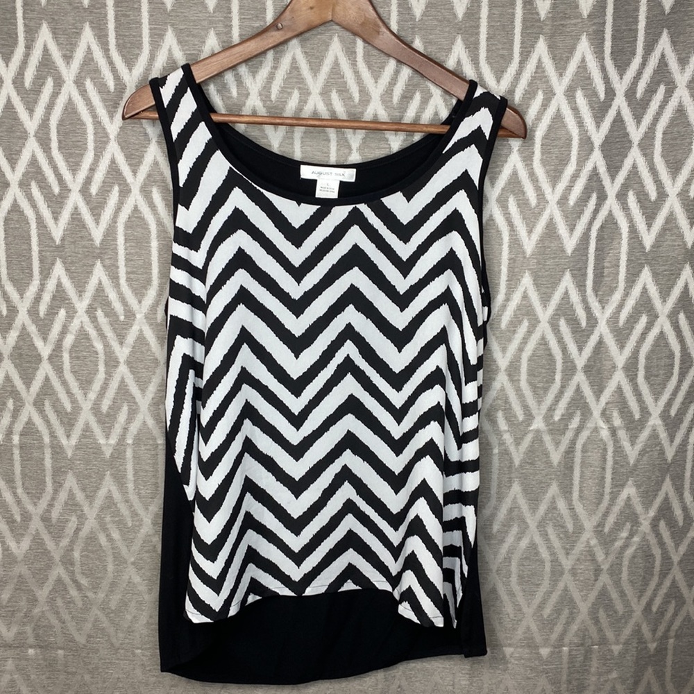 August Silk Sleeveless Chevron Tunic Top Size: Large